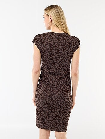 Vestido corto sin mangas en tejido de canalé