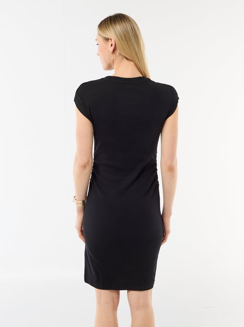 Vestido corto sin mangas en tejido de canalé - Kiabi