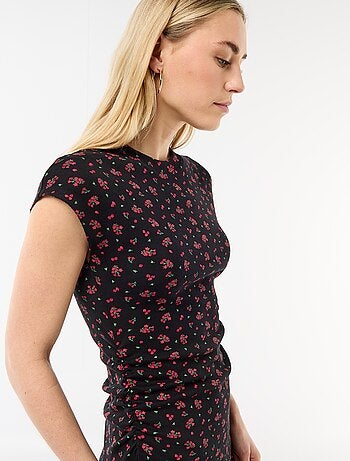 Vestido corto sin mangas en tejido de canalé