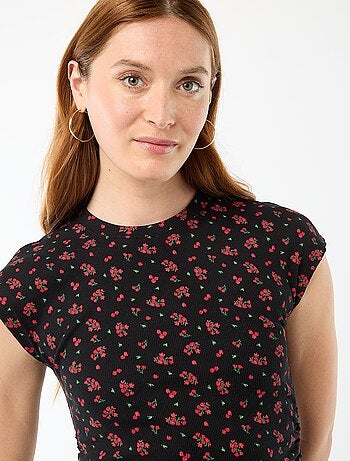 Vestido corto sin mangas en tejido de canalé