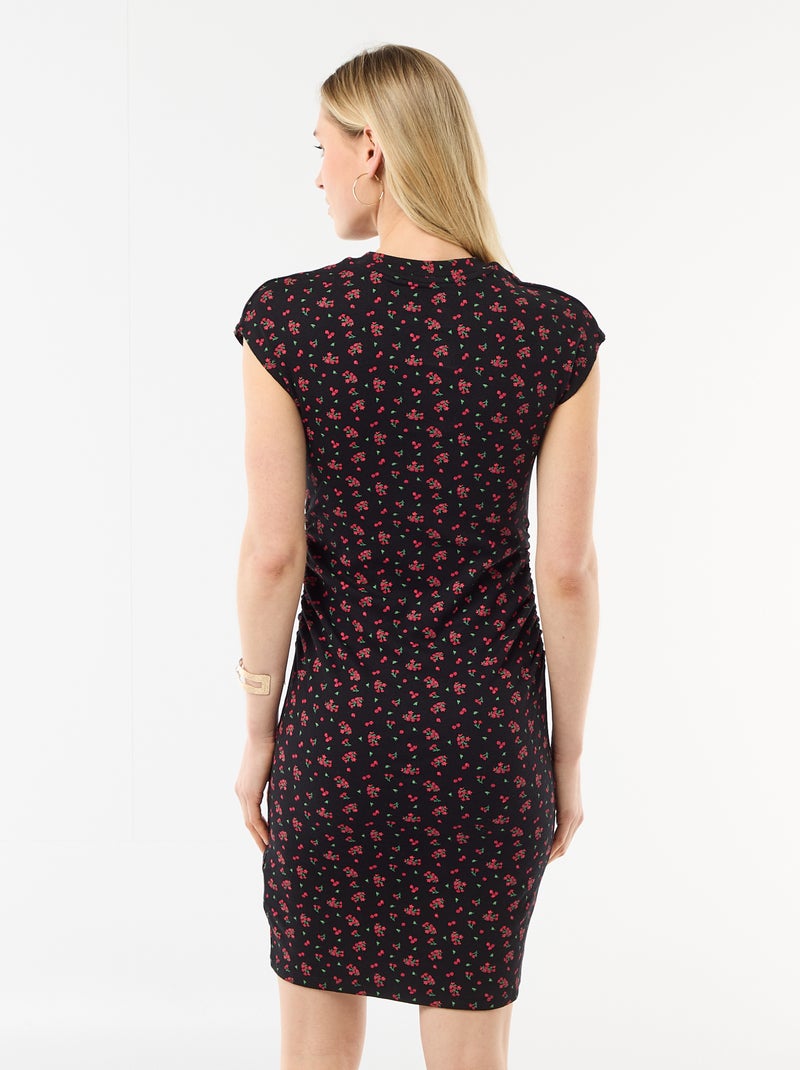 Vestido corto sin mangas en tejido de canalé Negro - Kiabi