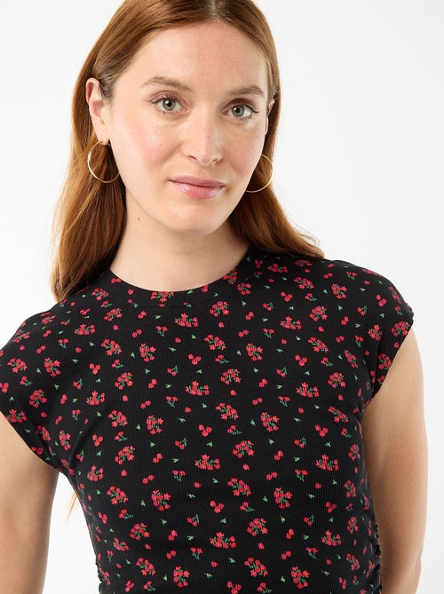 Vestido corto sin mangas en tejido de canalé - Kiabi