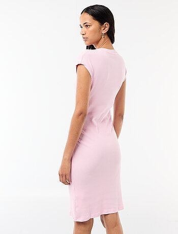 Vestido corto sin mangas en tejido de canalé