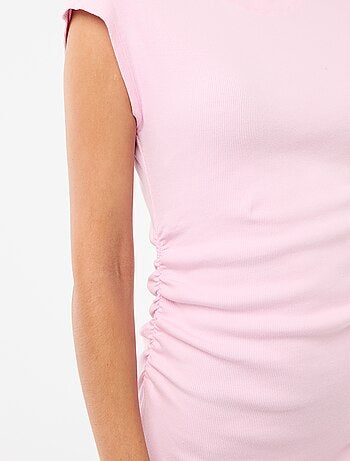 Vestido corto sin mangas en tejido de canalé