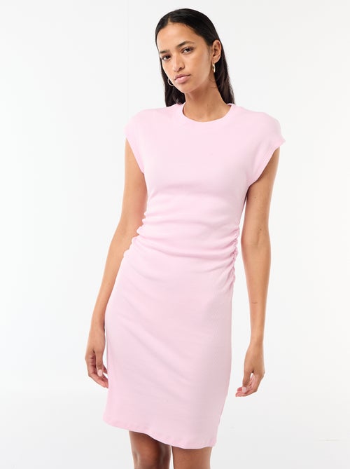 Vestido corto sin mangas en tejido de canalé - Kiabi