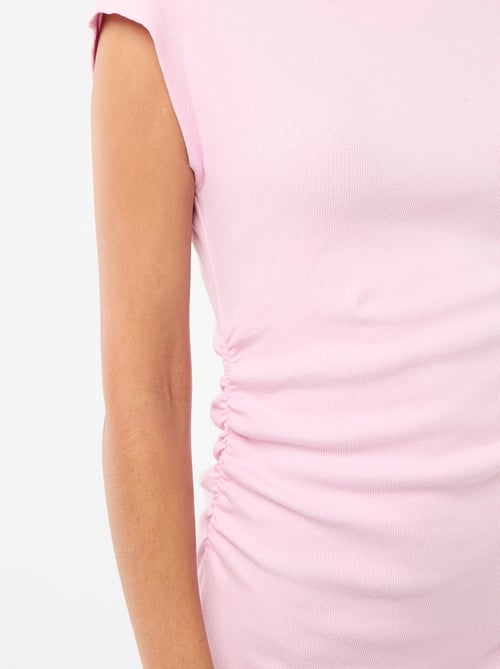 Vestido corto sin mangas en tejido de canalé - Kiabi