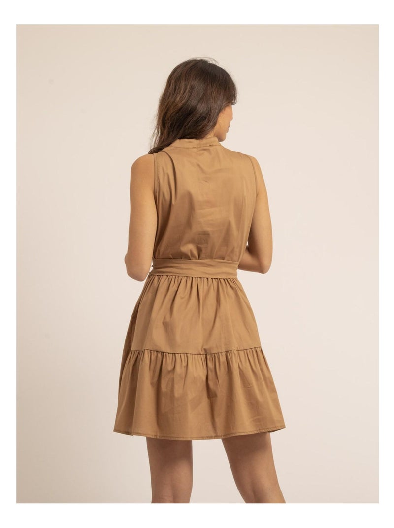 Vestido corto sin mangas ISOLINA Marrón caramelo - Kiabi