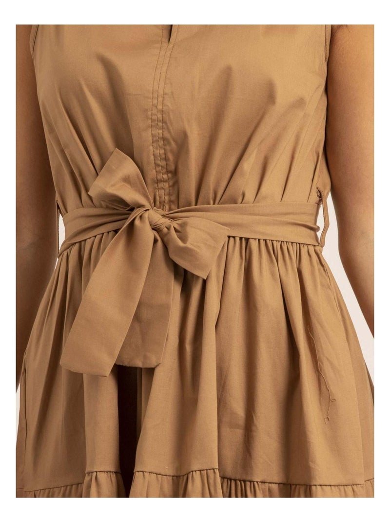 Vestido corto sin mangas ISOLINA Marrón caramelo - Kiabi