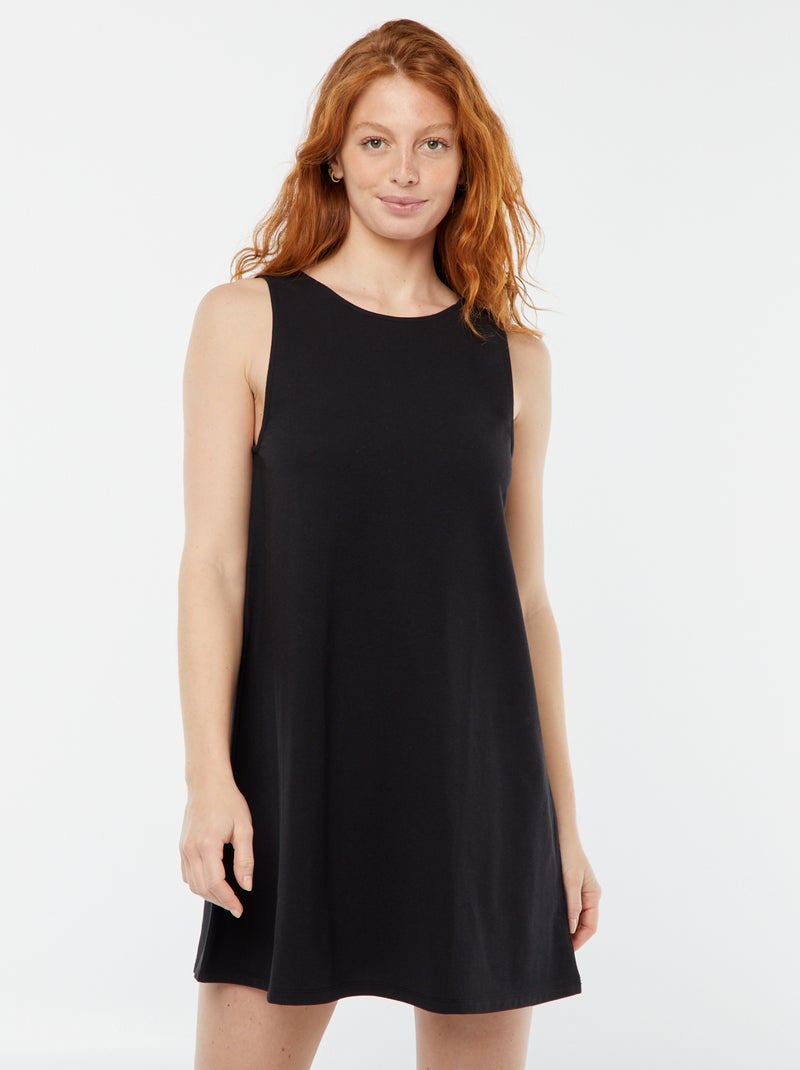 Vestido corto sin mangas negro - Kiabi