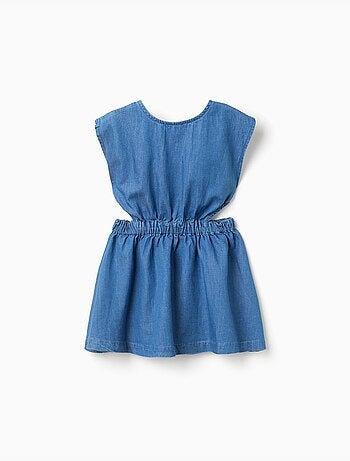 Vestido corto sin mangas vaquero con aberturas