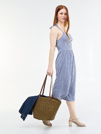 Vestido corto smock liso