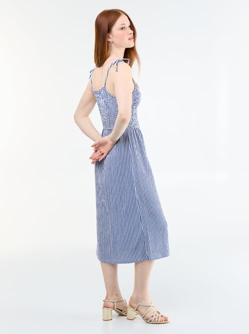 Vestido corto smock liso - Kiabi