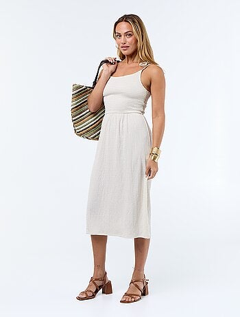 Vestido corto smock liso