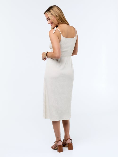 Vestido corto smock liso - Kiabi