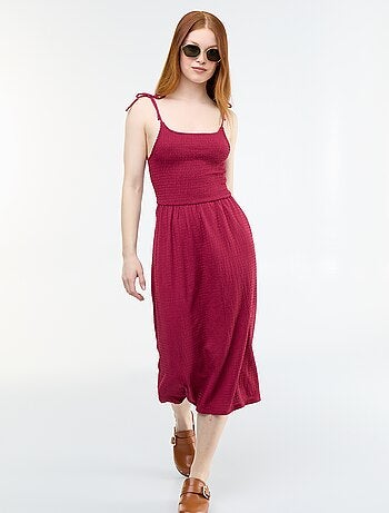 Vestido corto smock liso