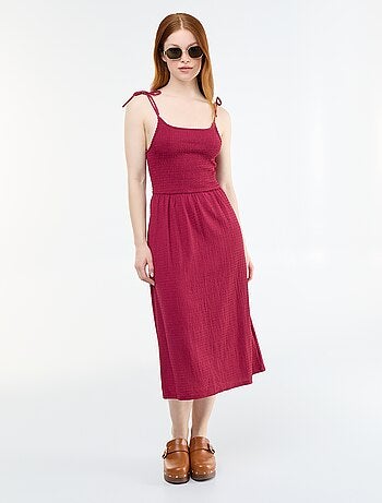 Vestido corto smock liso