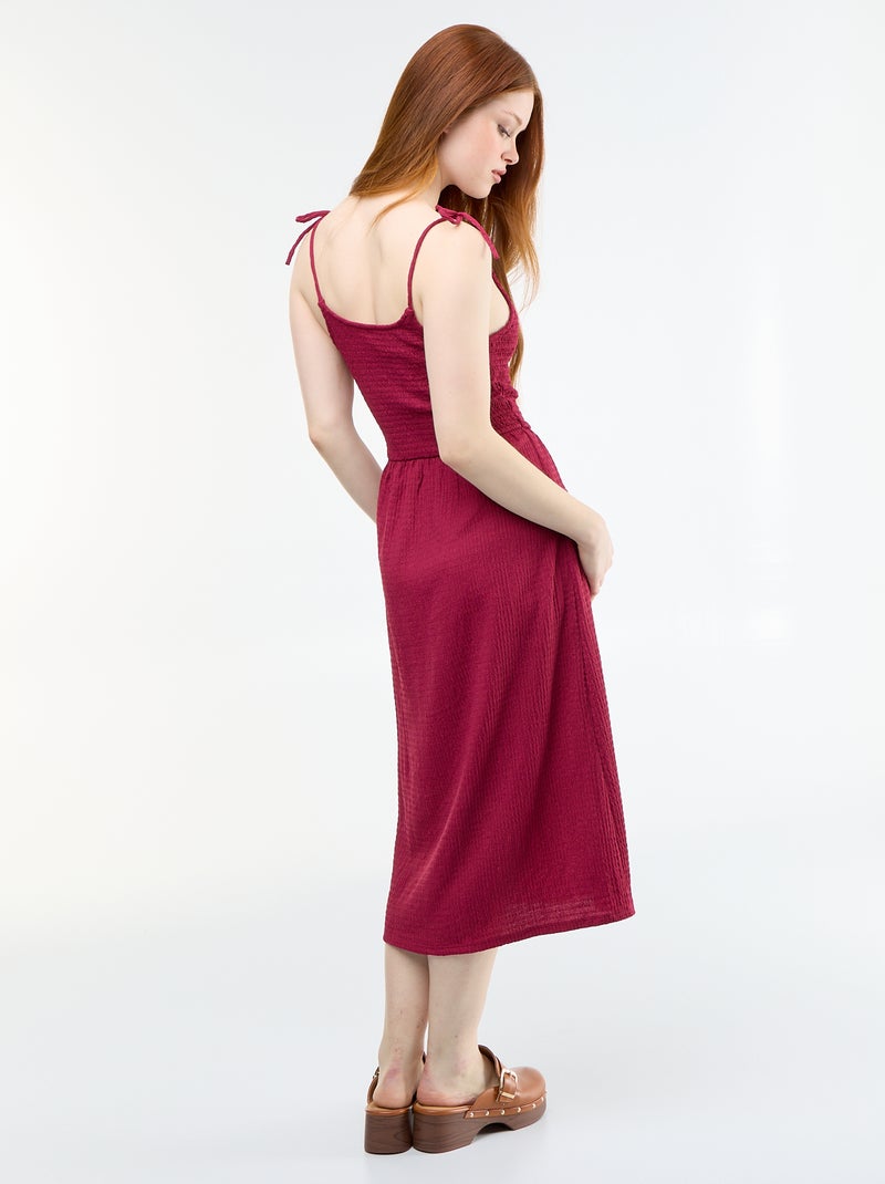 Vestido corto smock liso Rojo - Kiabi