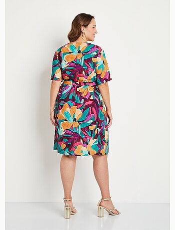 Vestido corto suelto con estampado floral. - Afibel