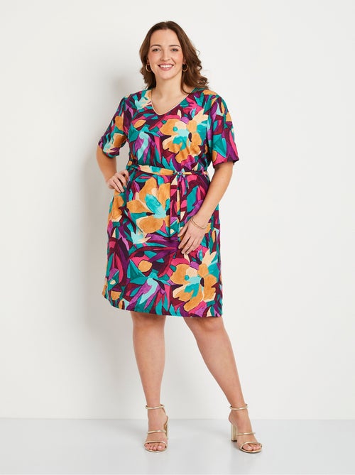 Vestido corto suelto con estampado floral. - Afibel - Kiabi Vestido corto suelto con estampado floral. - Afibel - Kiabi