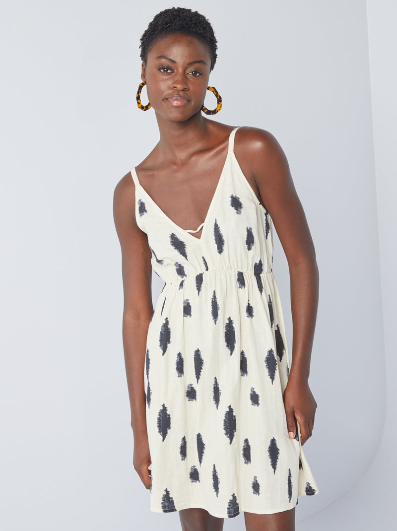Vestido corto tie-dye de tirantes finos BEIGE - Kiabi