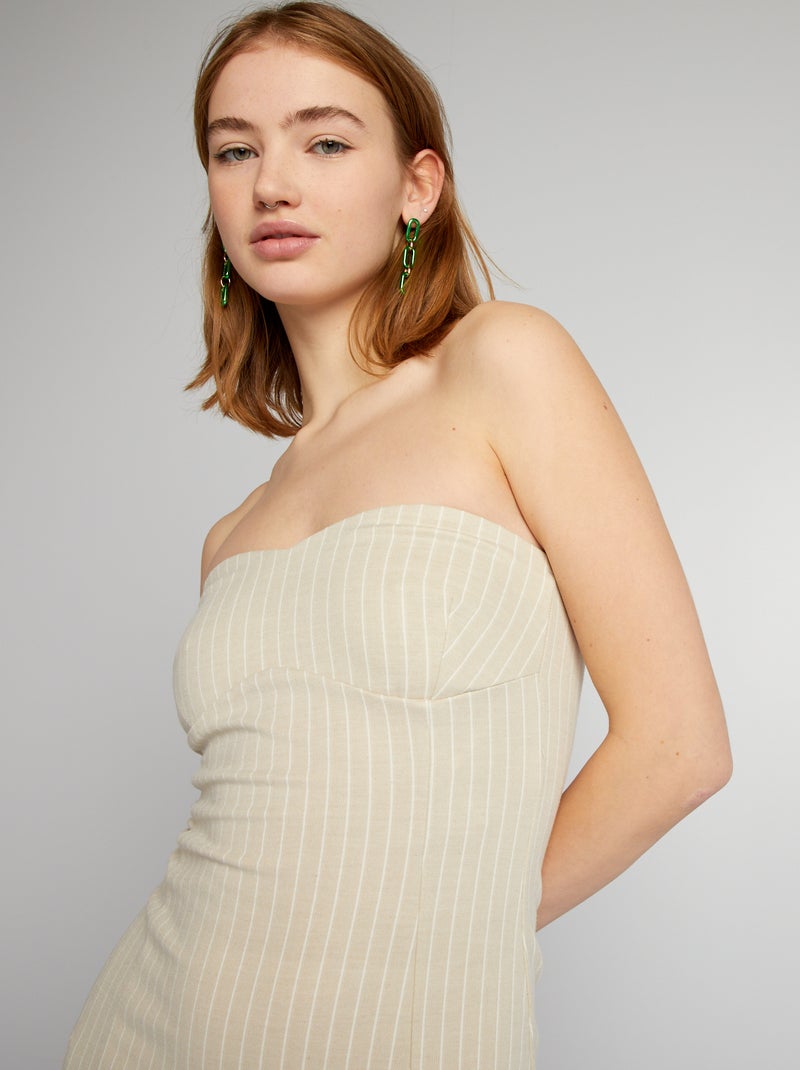 Vestido corto tipo bustier BEIGE - Kiabi