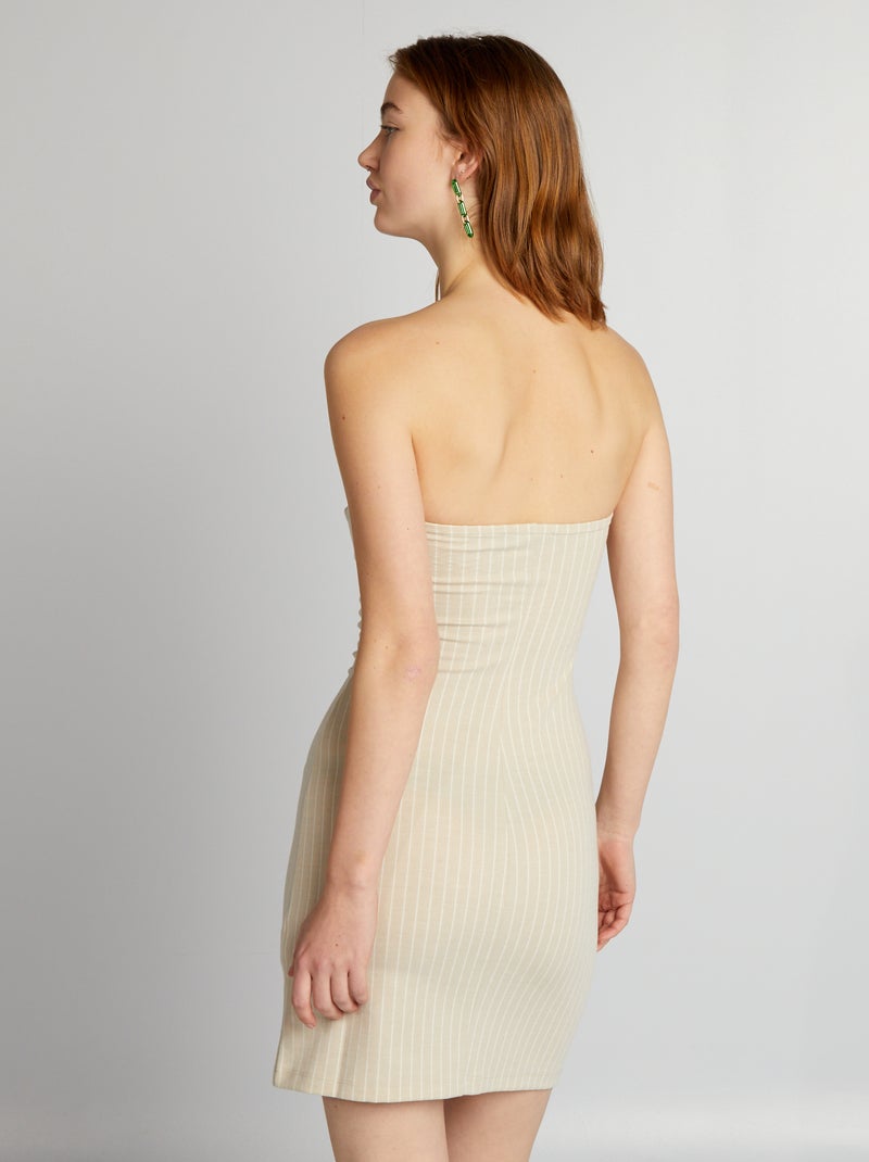 Vestido corto tipo bustier BEIGE - Kiabi
