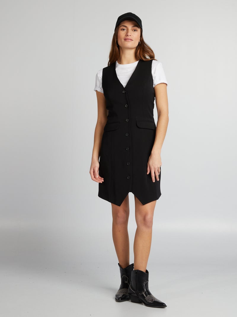 Vestido corto tipo chaleco de traje negro - Kiabi