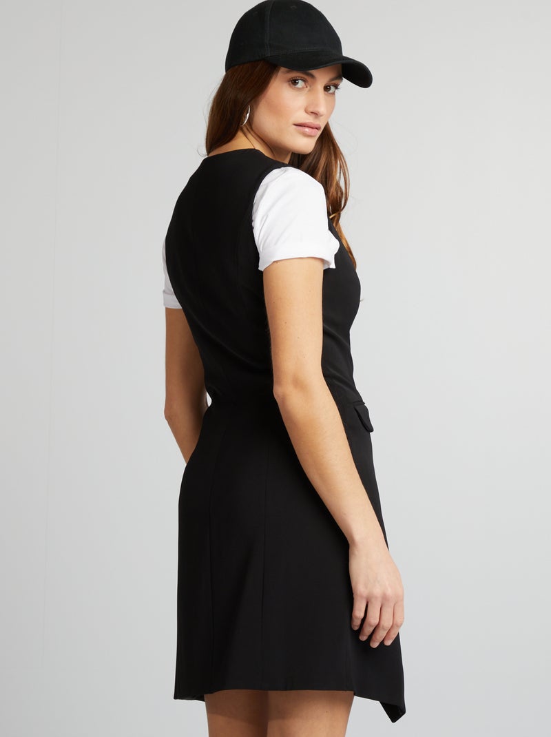 Vestido corto tipo chaleco de traje negro - Kiabi