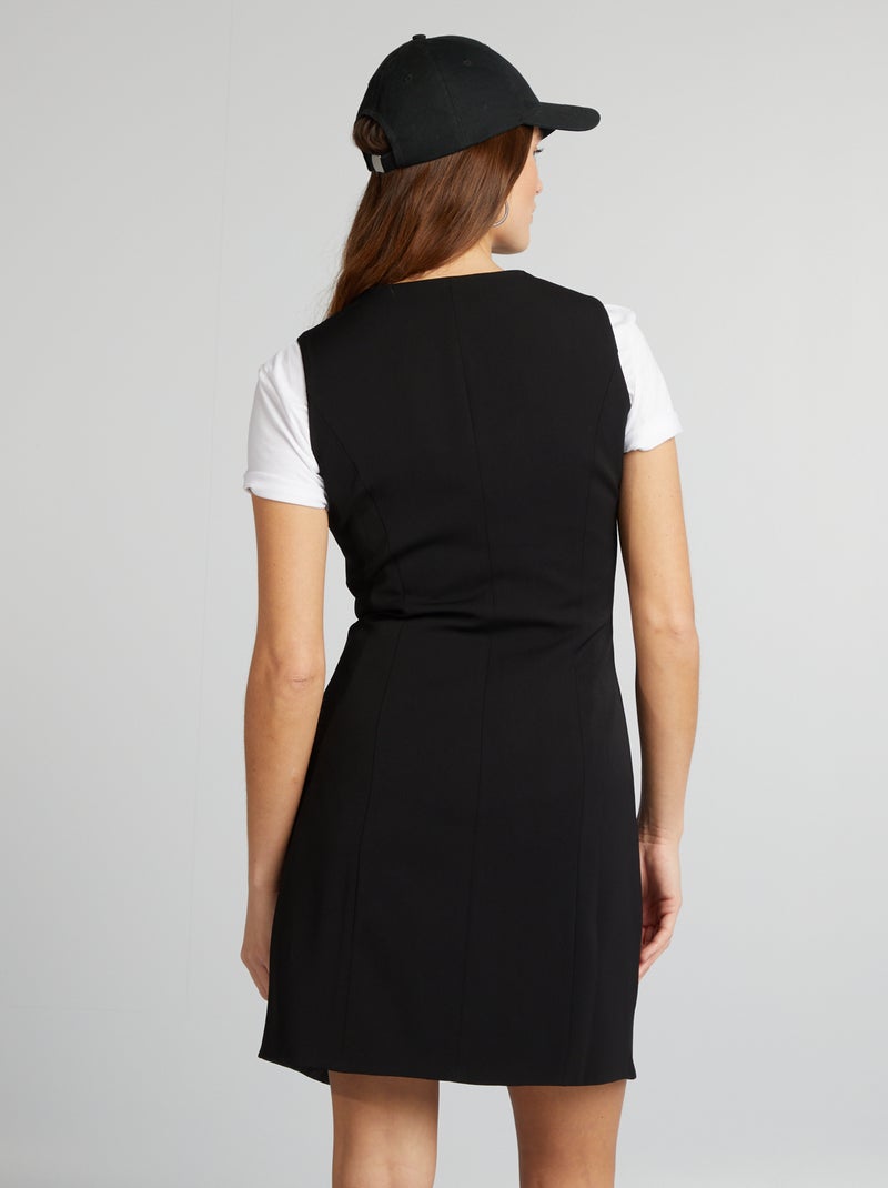 Vestido corto tipo chaleco de traje negro - Kiabi