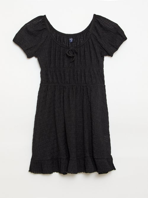 Vestido corto tipo globo de manga corta - Kiabi