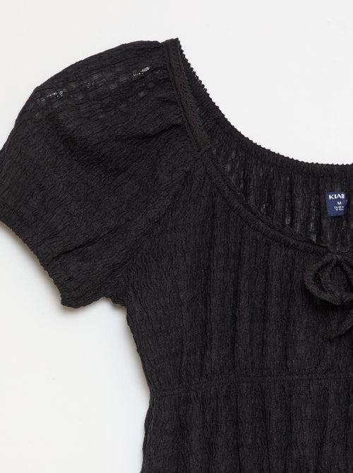 Vestido corto tipo globo de manga corta - Kiabi