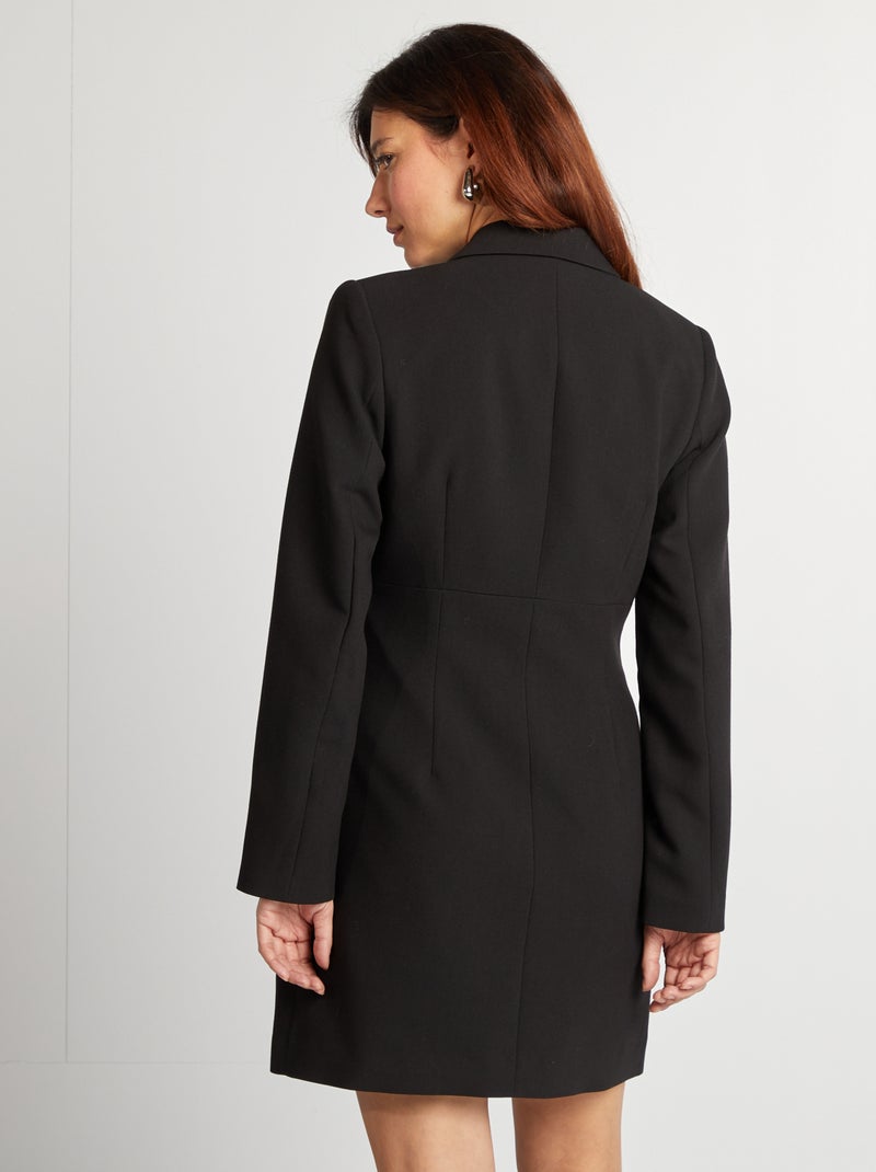 Vestido corto tipo sastre negro Mujer Kiabi