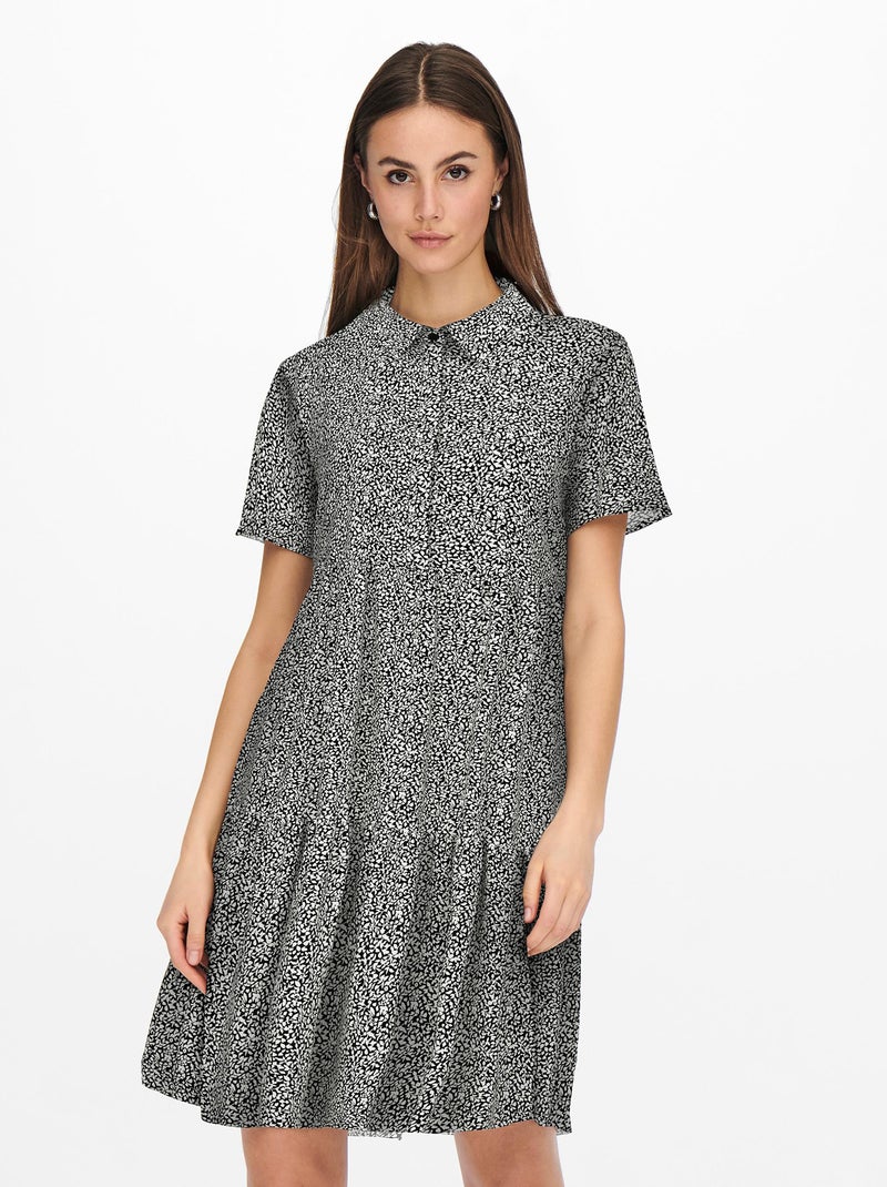 Vestido corto vaporoso 'JDY' estampado negro - Kiabi