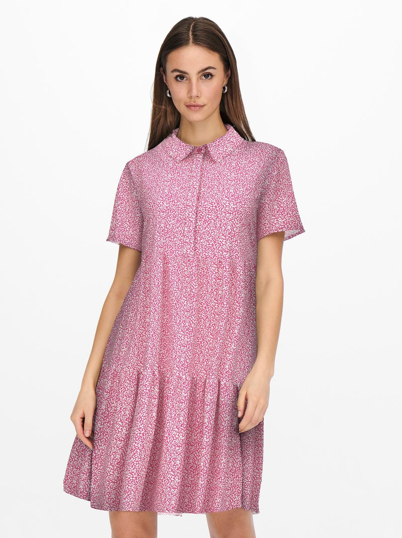 Vestido corto vaporoso 'JDY' estampado rosa - Kiabi