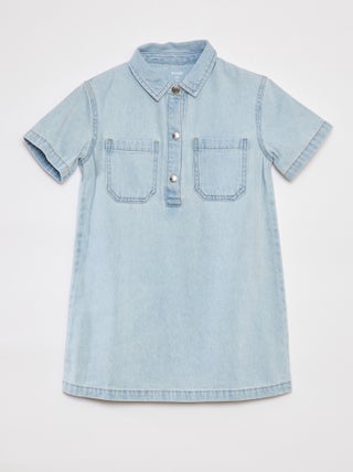 Vestido corto vaquero con cuello camisero
