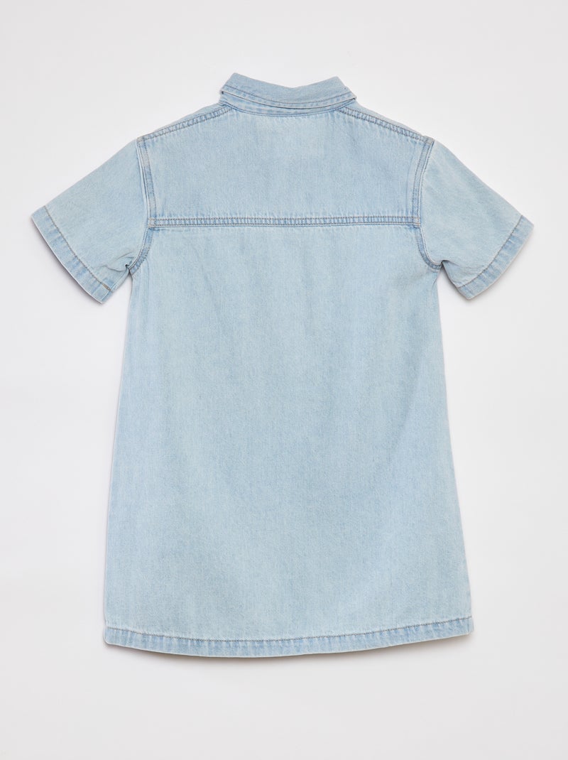 Vestido corto vaquero con cuello camisero AZUL - Kiabi