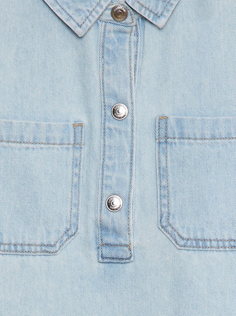 Vestido corto vaquero con cuello camisero AZUL - Kiabi