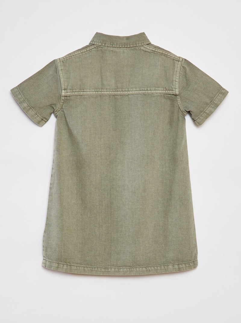 Vestido corto vaquero con cuello camisero VERDE - Kiabi