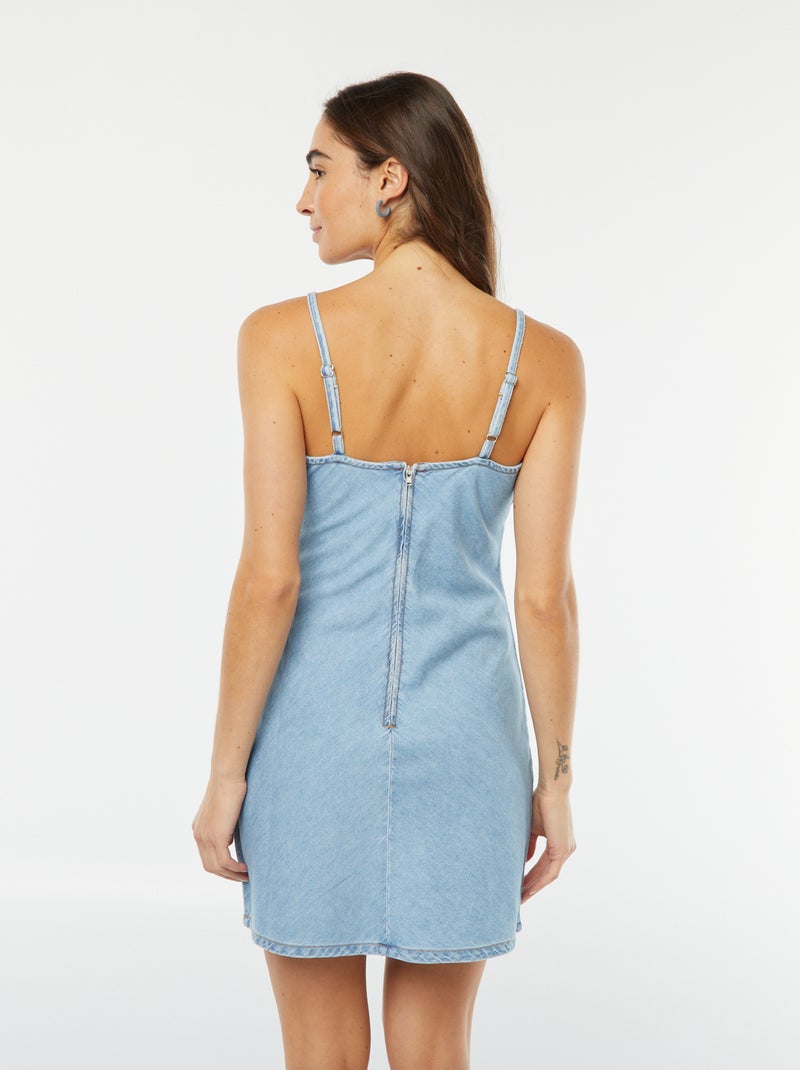 Vestido corto vaquero con tirantes Azul - Kiabi