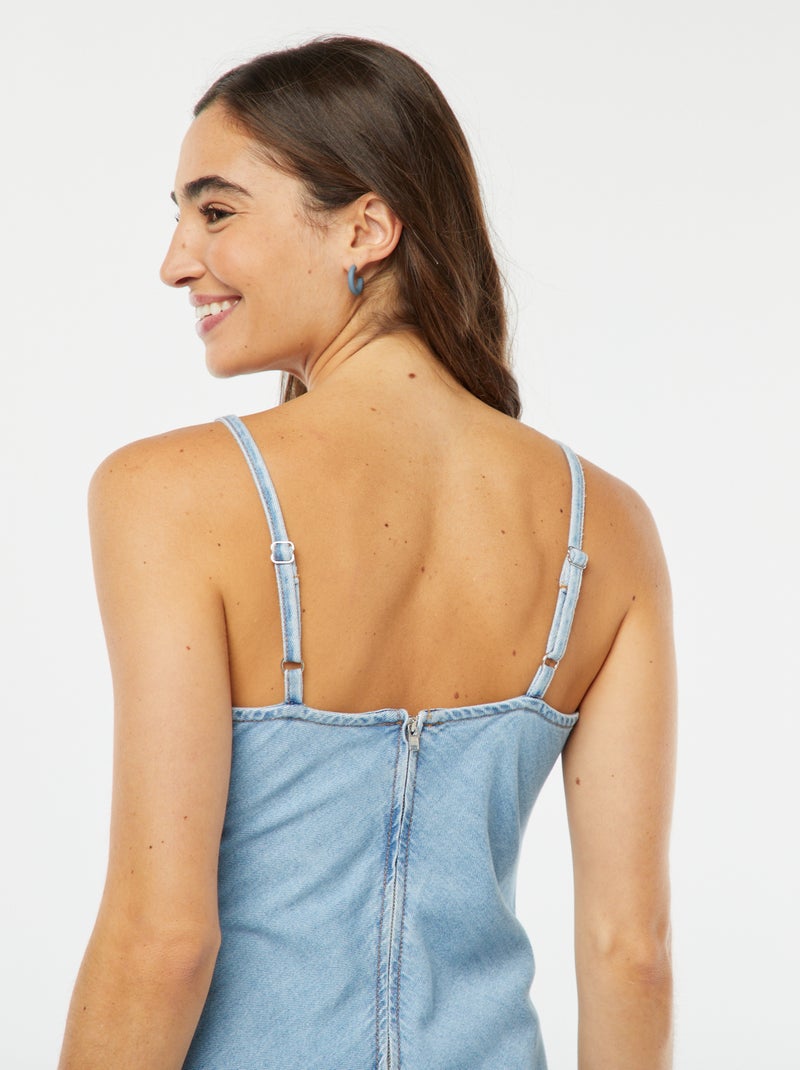 Vestido corto vaquero con tirantes Azul - Kiabi