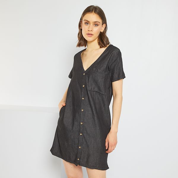 Vestido corto vaquero ligero Mujer talla 34 a 48 - negro - Kiabi - 18,00€
