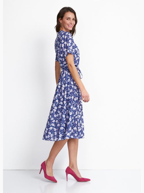 Vestido cruzado acampanado con flores - Afibel - Kiabi