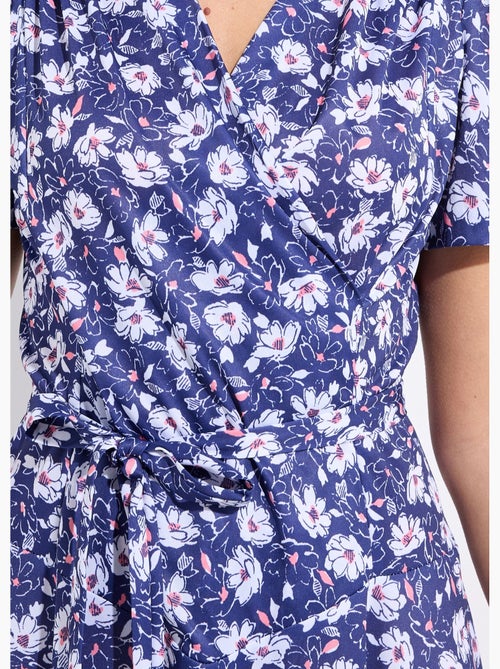 Vestido cruzado acampanado con flores - Afibel - Kiabi