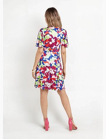 Vestido cruzado artístico con mangas de mariposa - Afibel