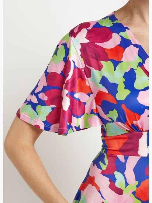 Vestido cruzado artístico con mangas de mariposa - Afibel - Kiabi