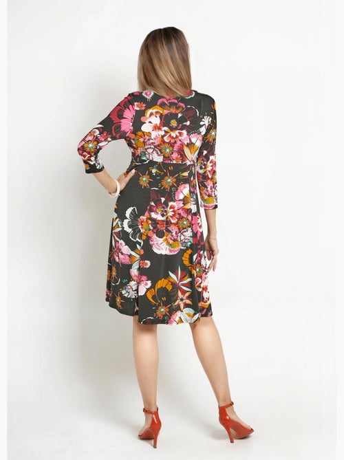 Vestido cruzado con estampado floral japonés - Afibel - Kiabi