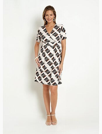 Vestido cruzado con estampado geométrico - Afibel