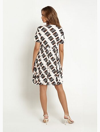 Vestido cruzado con estampado geométrico - Afibel