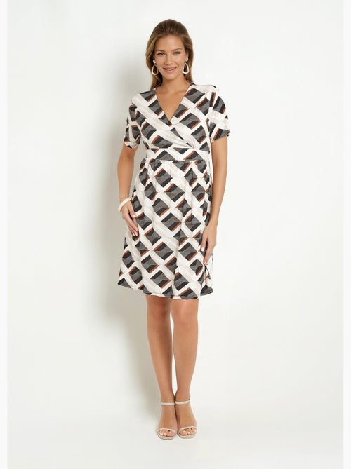 Vestido cruzado con estampado geométrico - Afibel - Kiabi
