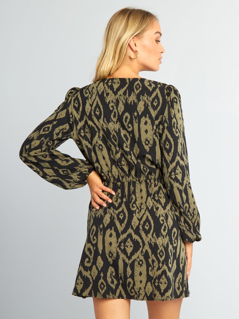 Vestido cruzado con estampado NEGRO - Kiabi